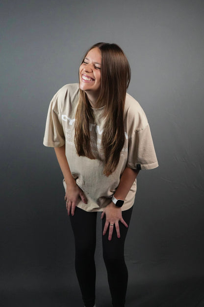 NEW BEGINNING "PLANTED" OVERSIZED UNISEX TEE IN SAND