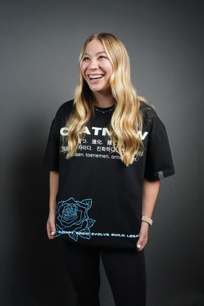 NEW BEGINNING "PLANTED" OVERSIZED UNISEX TEE IN BLACK