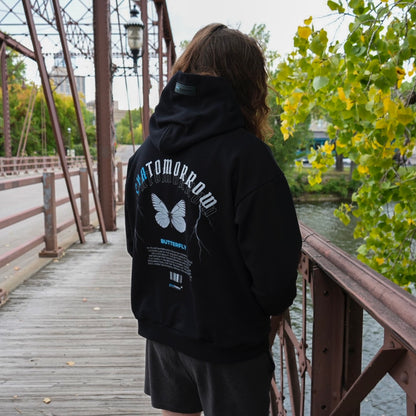 NEW BEGINNING "FLY AWAY" UNISEX HOODIE IN BLACK